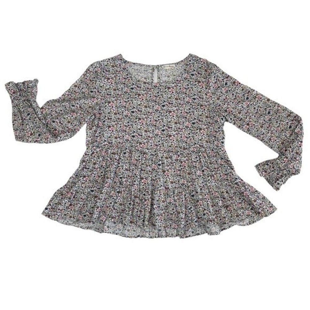 Jane and Delancey Ditsy Floral Blouse Peasant Cottagecore Boho Colorful Women M